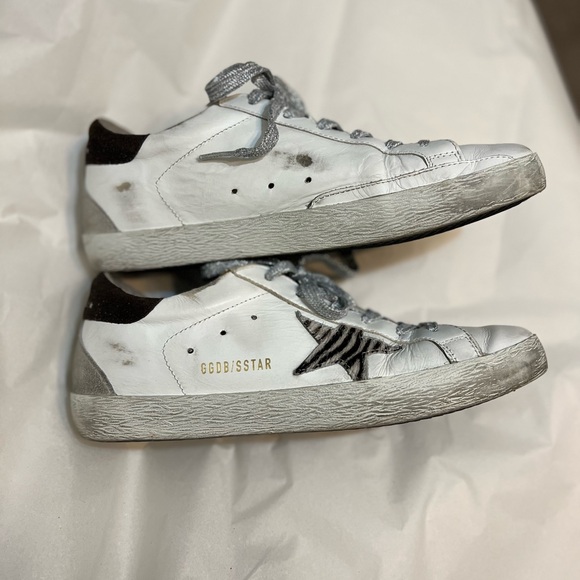 GOLDEN GOOSE Deluxe Brand Superstar Zebra-Striped Star Sneakers Size 9.5 - Picture 7 of 14